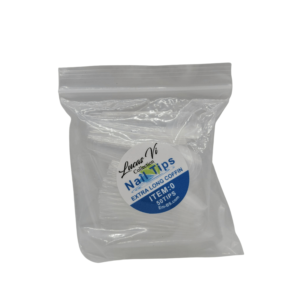Lucas Vi Soft Gel Extension Clear Tips - Extra Long Coffin #0