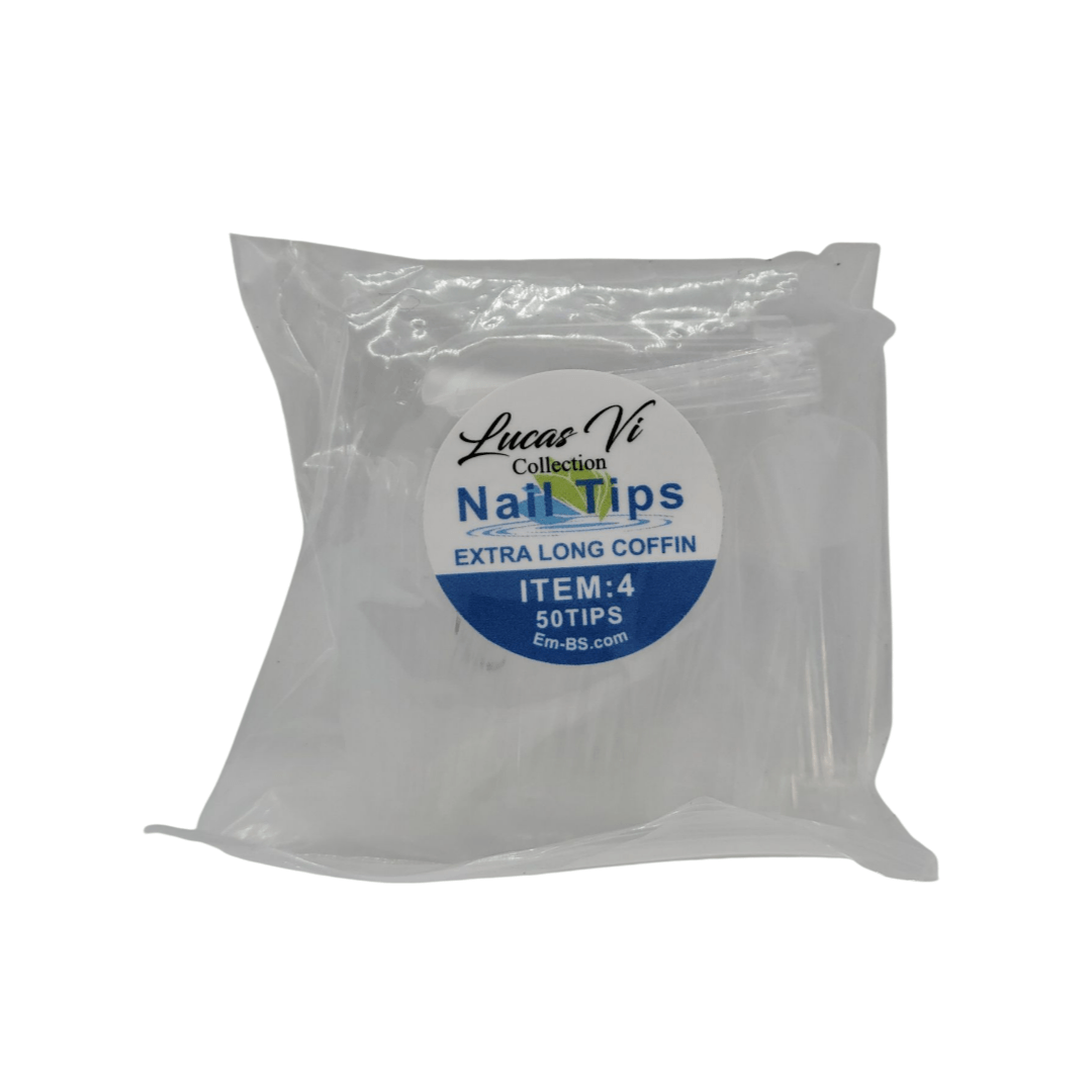 Lucas Vi Soft Gel Extension Clear Tips - Extra Long Coffin #4