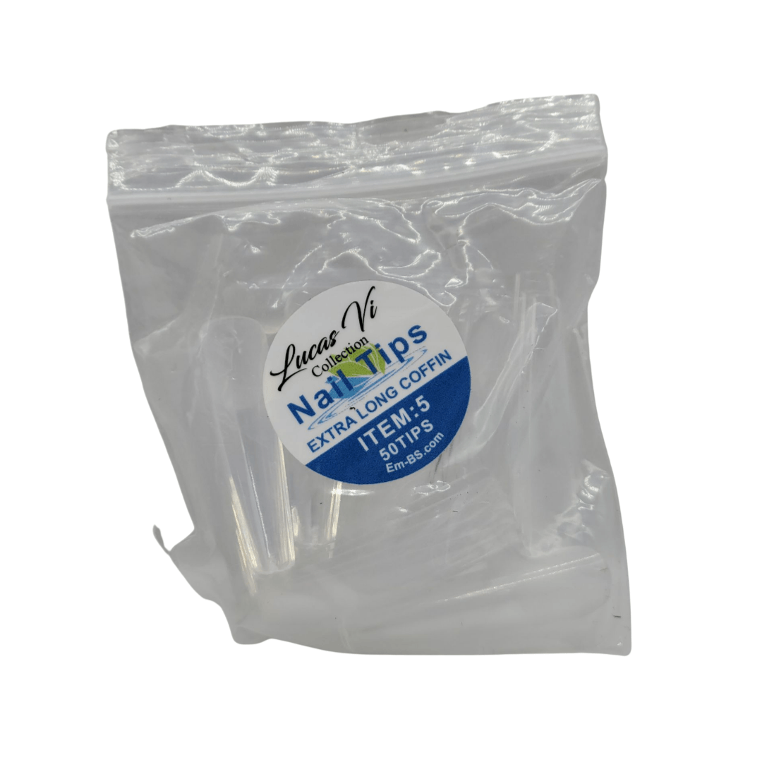 Lucas Vi Soft Gel Extension Clear Tips - Extra Long Coffin #5