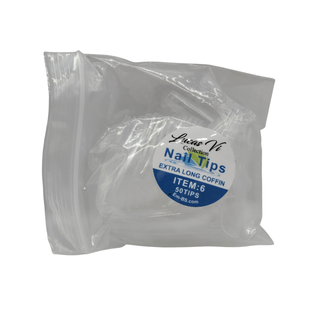 Lucas Vi Soft Gel Extension Clear Tips - Extra Long Coffin #6