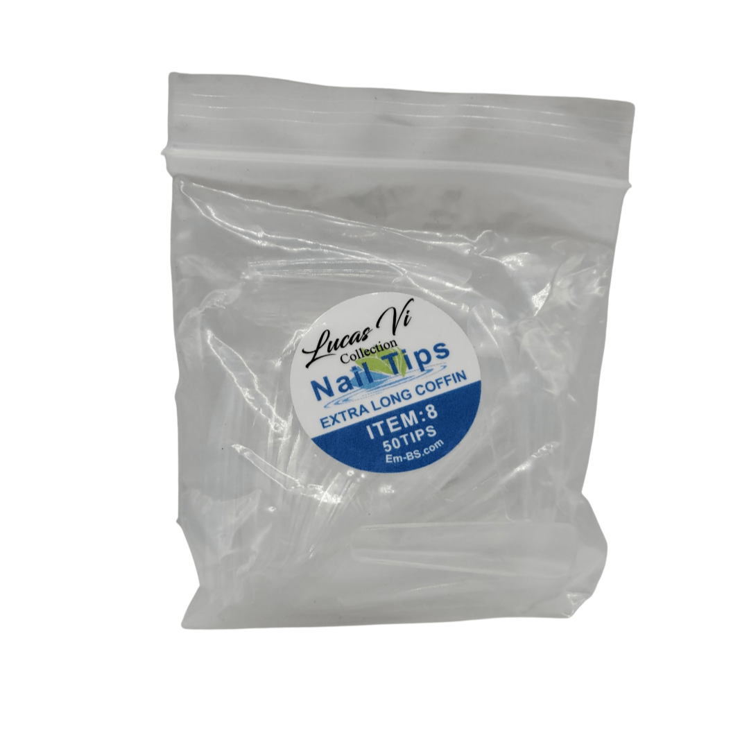 Lucas Vi Soft Gel Extension Clear Tips - Extra Long Coffin #8