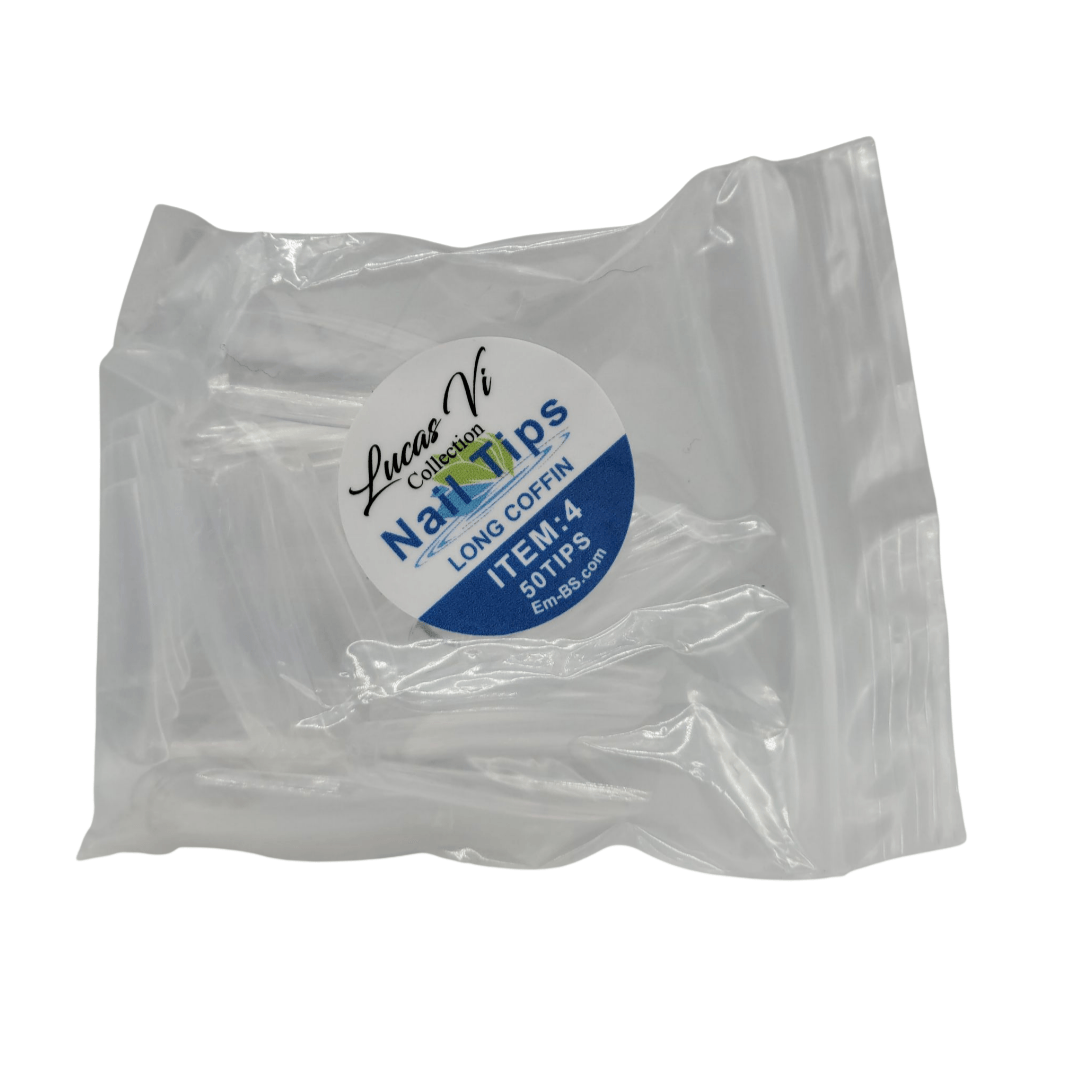 Lucas Vi Soft Gel Extension Clear Tips - Long Coffin #4