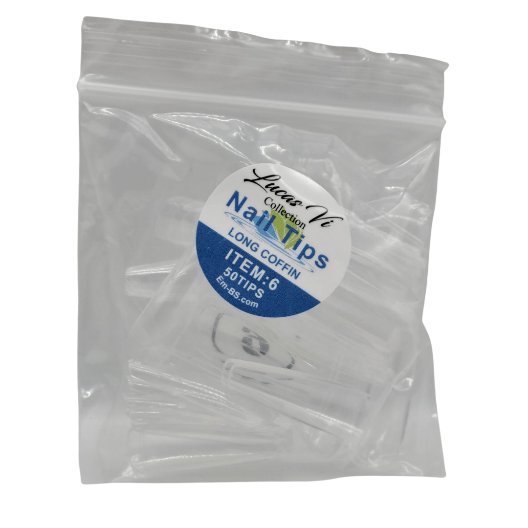 Lucas Vi Soft Gel Extension Clear Tips - Long Coffin #6