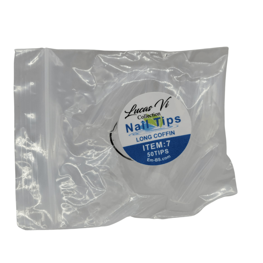Lucas Vi Soft Gel Extension Clear Tips - Long Coffin #7