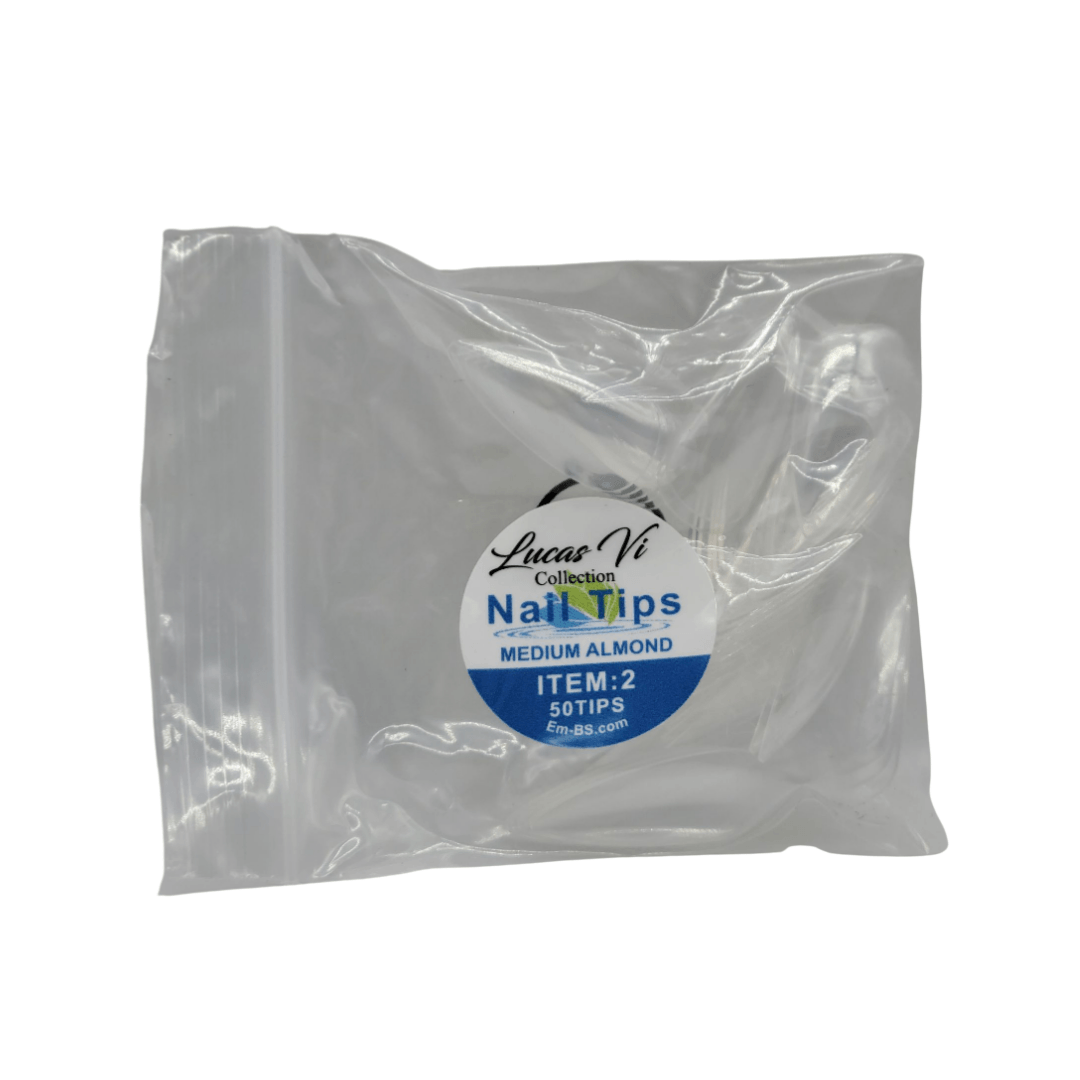 Lucas Vi Soft Gel Extension Clear Tips - Medium Almond #2