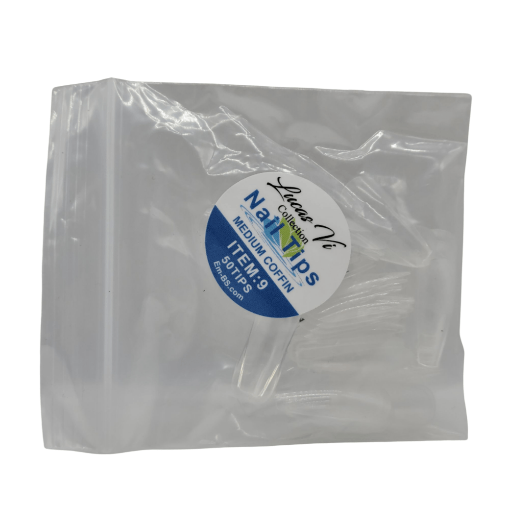 Lucas Vi Soft Gel Extension Clear Tips - Medium Coffin #9