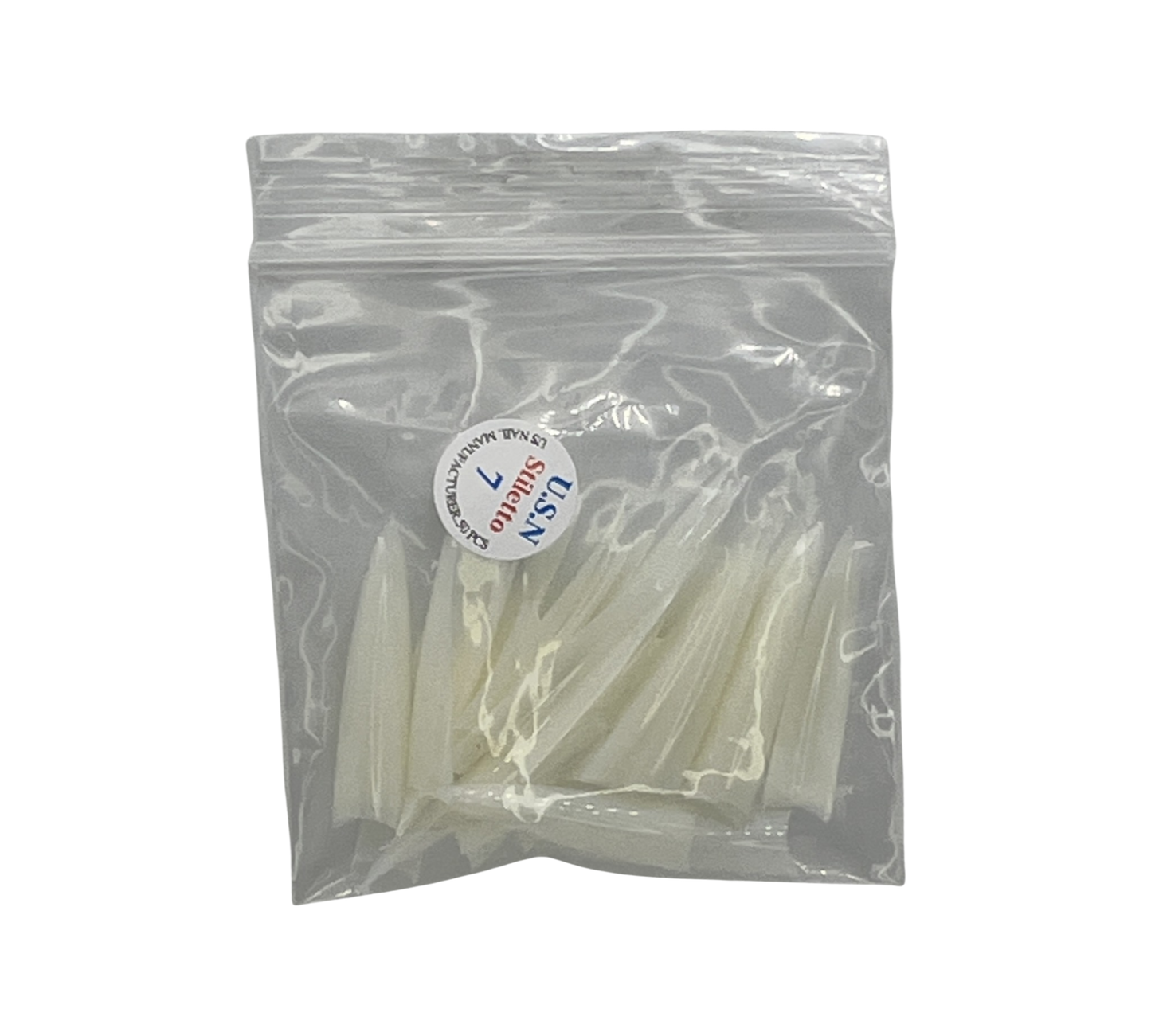 U.S.N Stiletto Natural Nail Tip #7