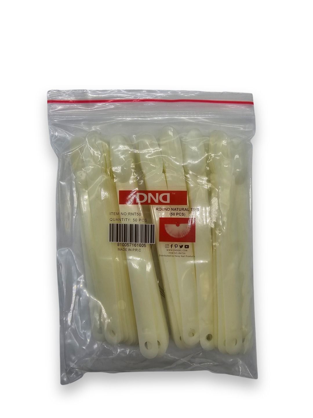 DND - Round NATURAL Tips (50 Piece with O-Ring)