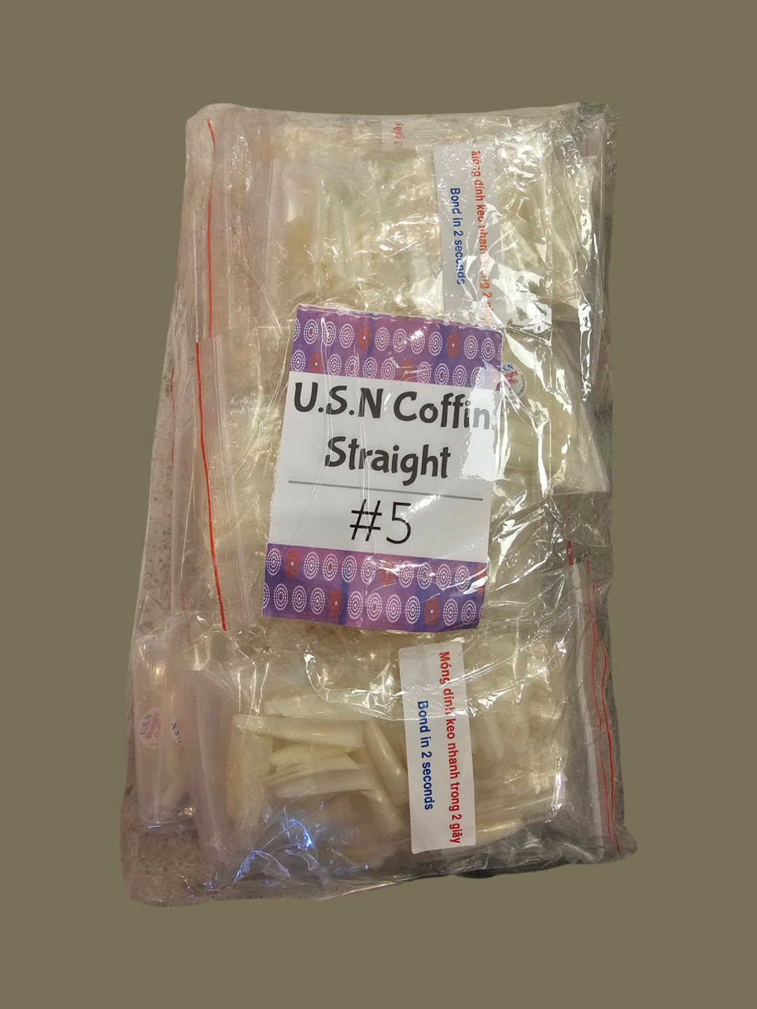 #5 - U.S.N Coffin Straight Nail Tip - BIG BAG 100pcs