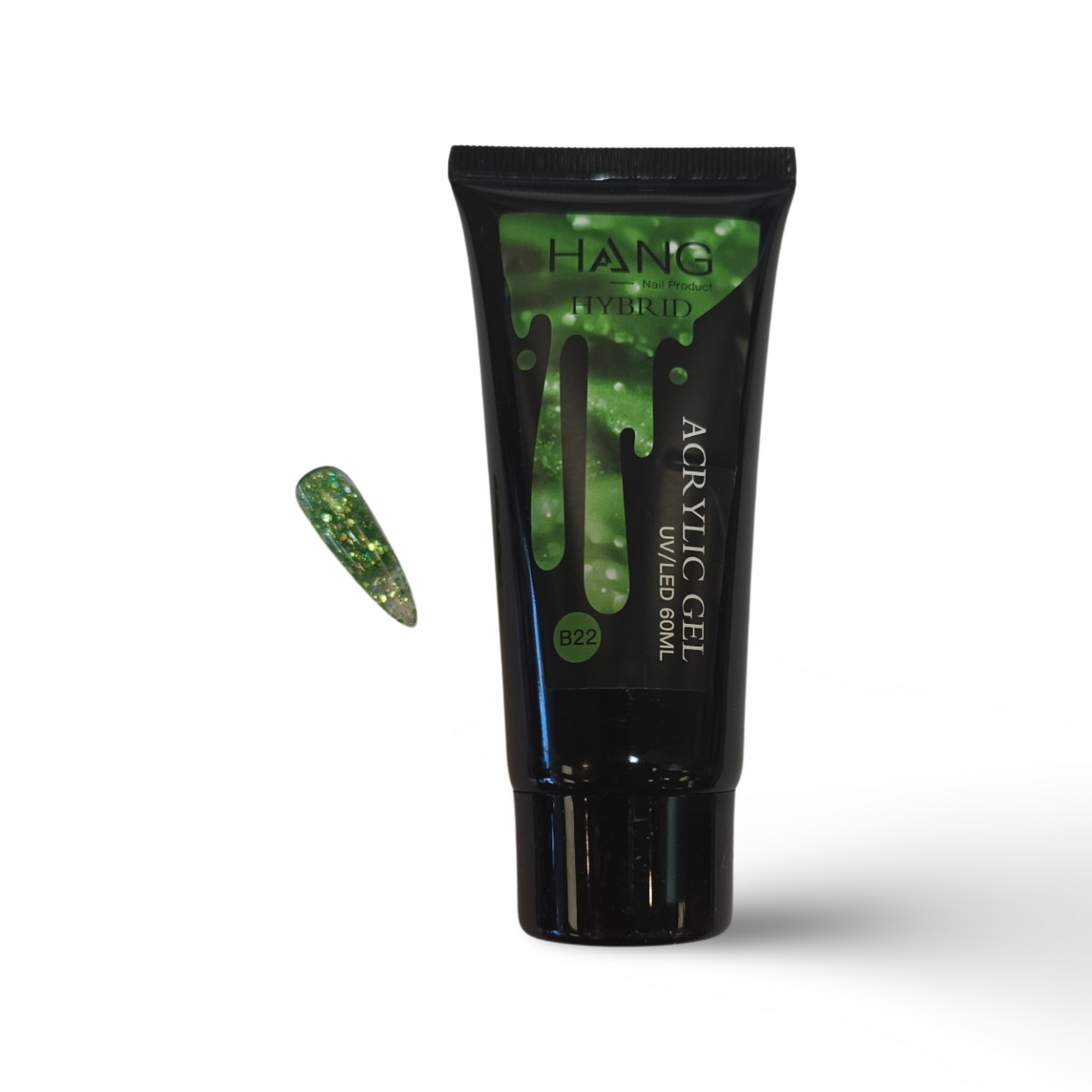 HANG Hybrid Acrylic UV/LED Polygel - B22 Money Green Sparkle