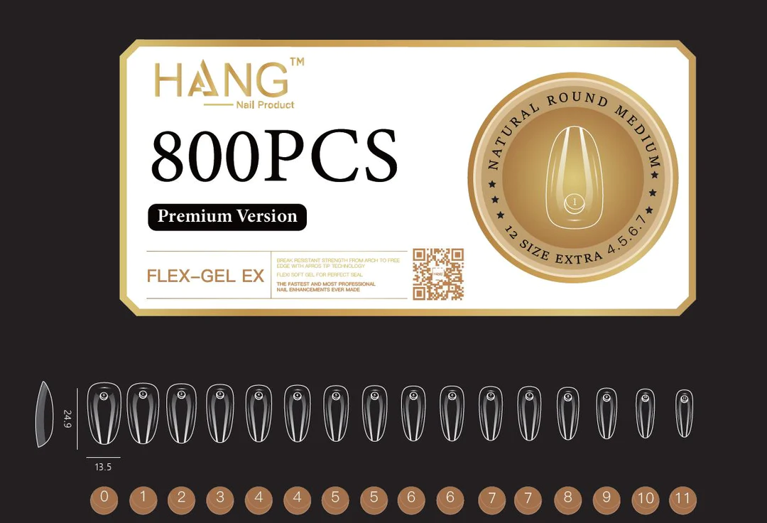 Natural Round Medium - HANG Premium Gel-x Tip Box - 800pcs