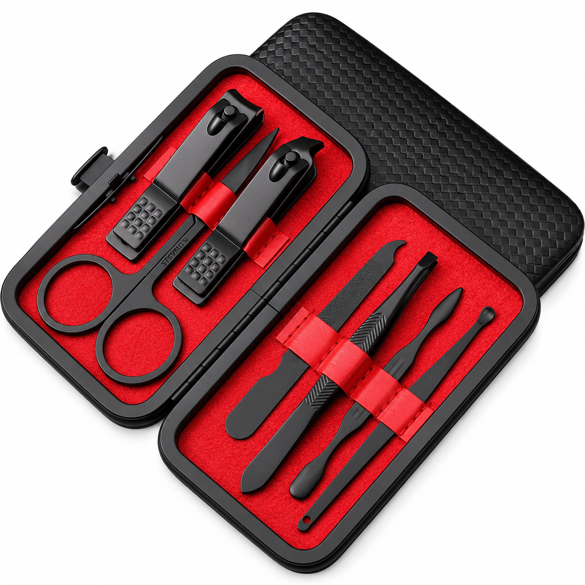 7 in 1 manicure set - black stainless steel