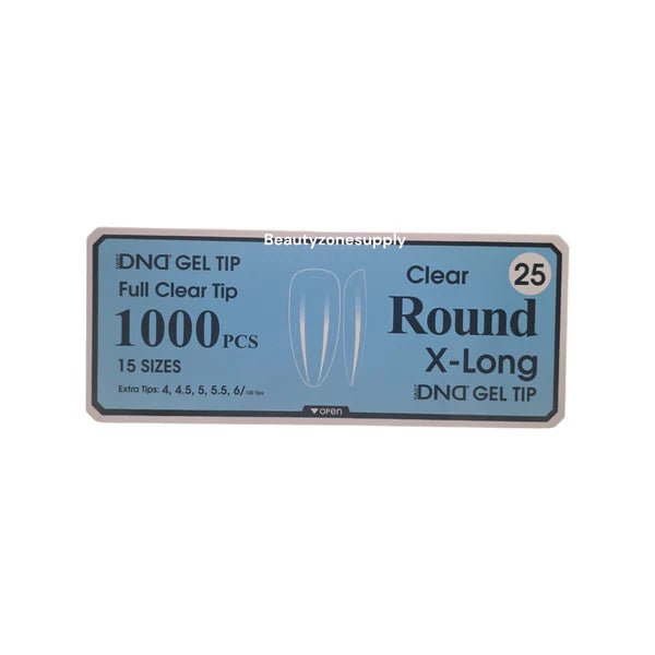 DND Soft Gel Tips Full Clear Tip Round X-Long 1000 tips #25