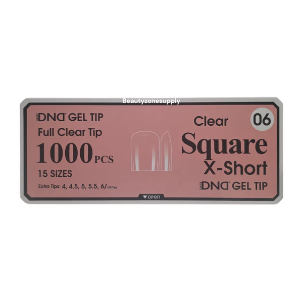 DND Soft Gel Tips Full Clear Tip Square X-Short 06 1000pcs