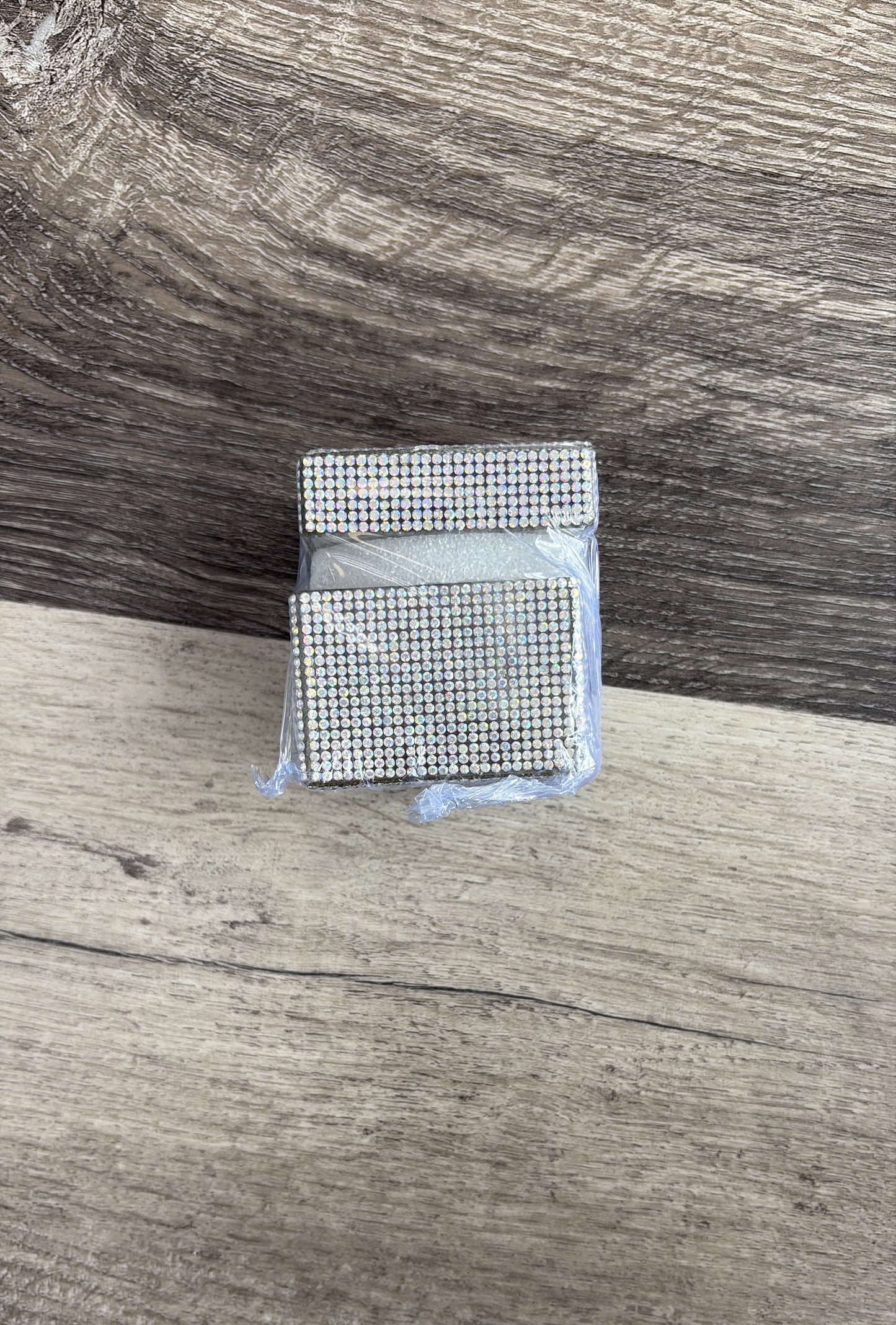 Bling glass jar white square