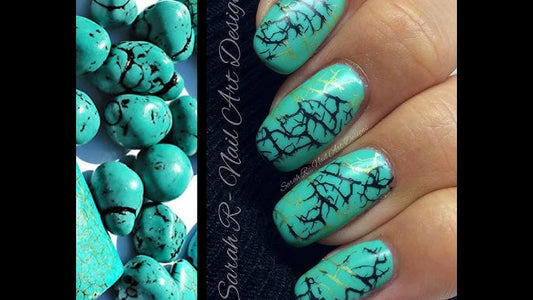 DIY Nail Art turquoise gems