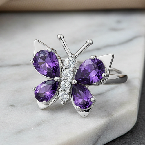 Purple butterfly ring