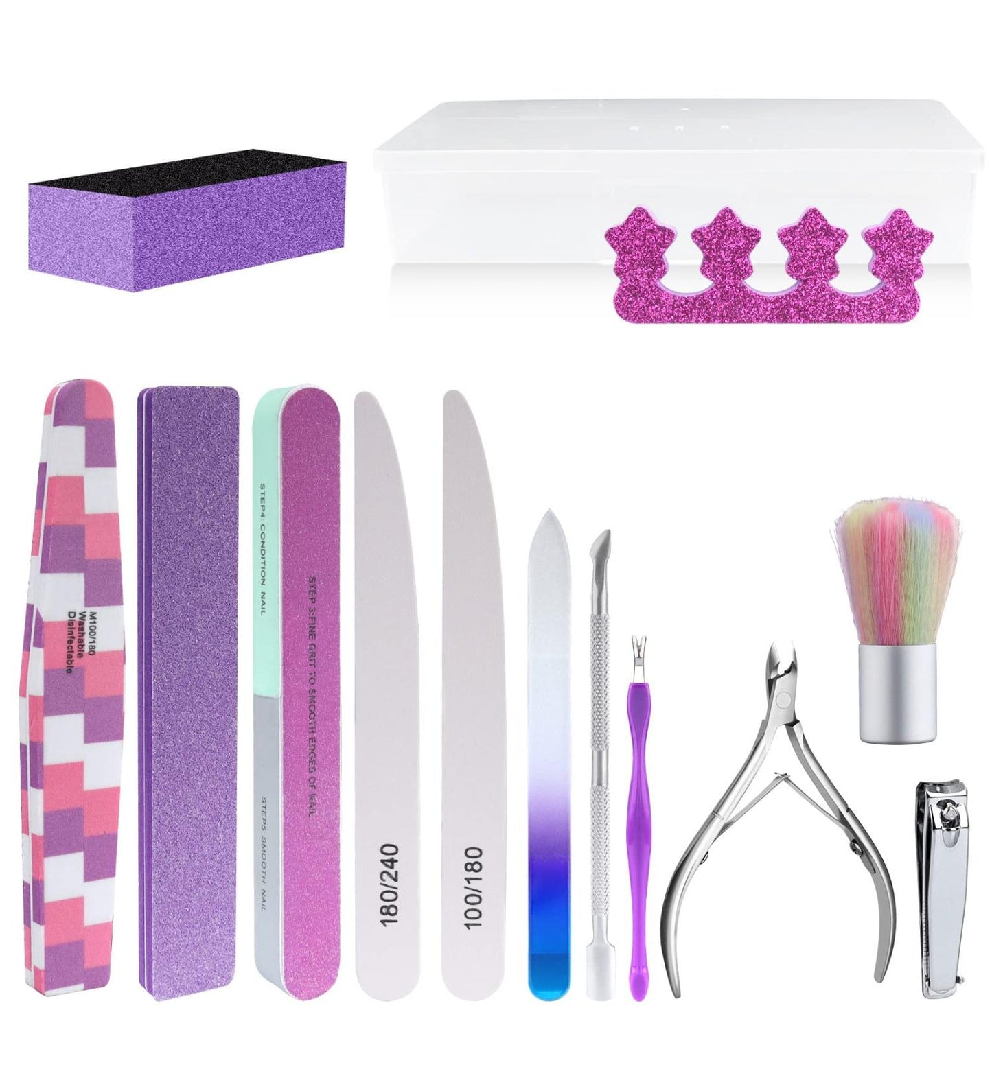Purple manicure brush pack (12pcs)