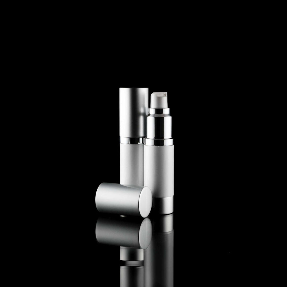 Silver pump bottle