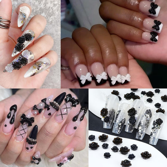 Small charms pack black flowers