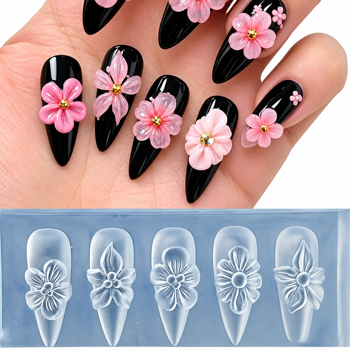 5 pack silicone flower molds
