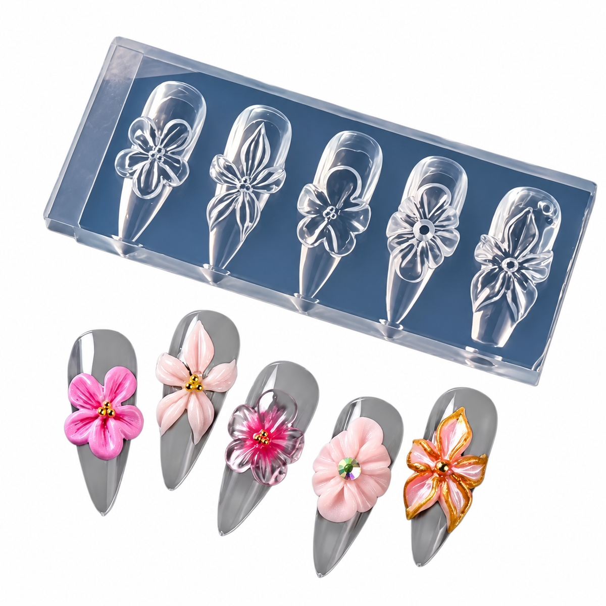 5 pack silicone flower molds