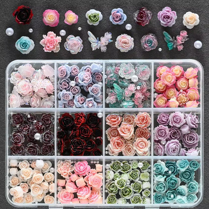 12 grid resin floral rhinestones