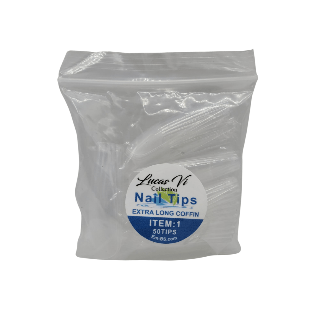 Lucas Vi Soft Gel Extension Clear Tips - Extra Long Coffin #1