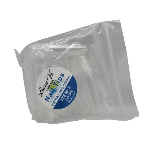 Lucas Vi Soft Gel Extension Clear Tips - Extra Long Coffin #3