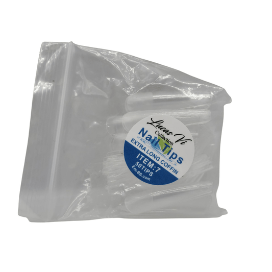 Lucas Vi Soft Gel Extension Clear Tips - Extra Long Coffin #7