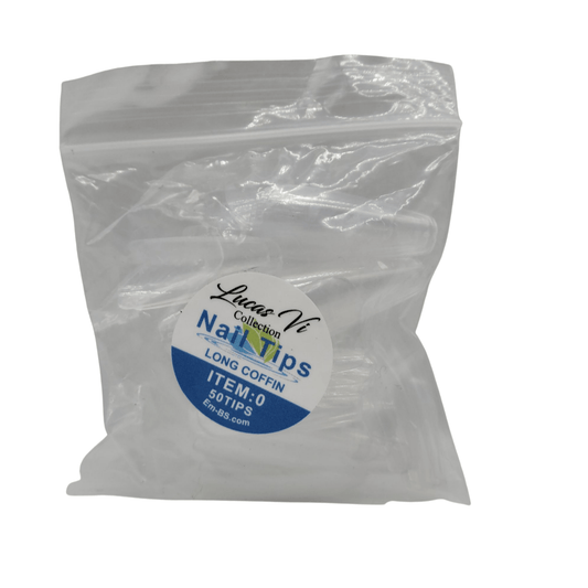 Lucas Vi Soft Gel Extension Clear Tips - Long Coffin #0