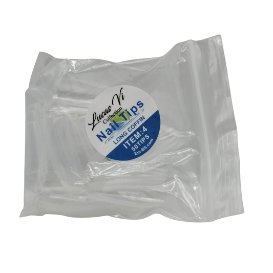 Lucas Vi Soft Gel Extension Clear Tips - Long Coffin #4