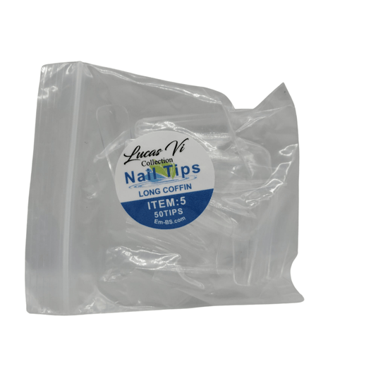 Lucas Vi Soft Gel Extension Clear Tips - Long Coffin #5