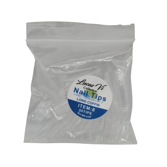 Lucas Vi Soft Gel Extension Clear Tips - Long Coffin #8