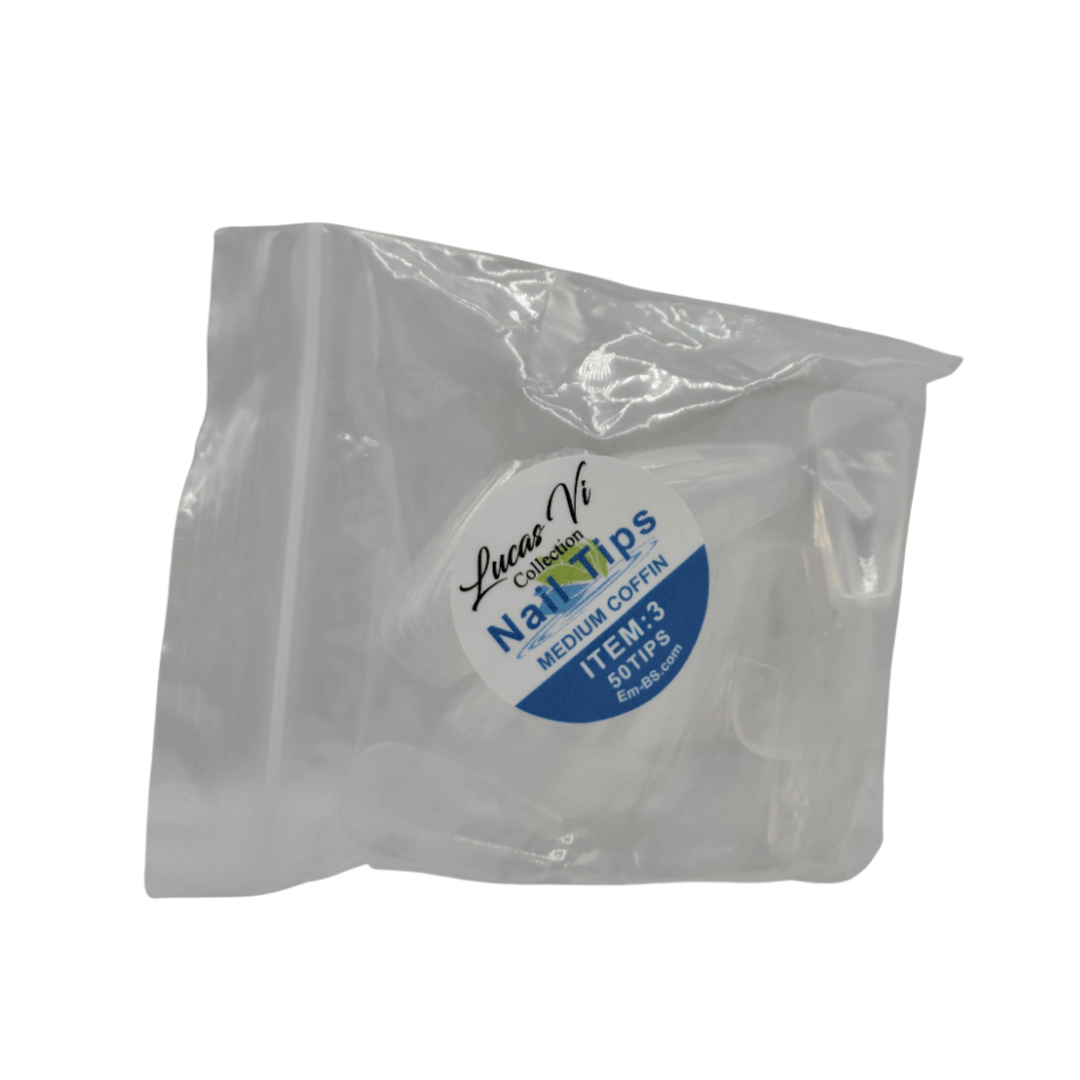 Lucas Vi Soft Gel Extension Clear Tips - Medium Coffin #3