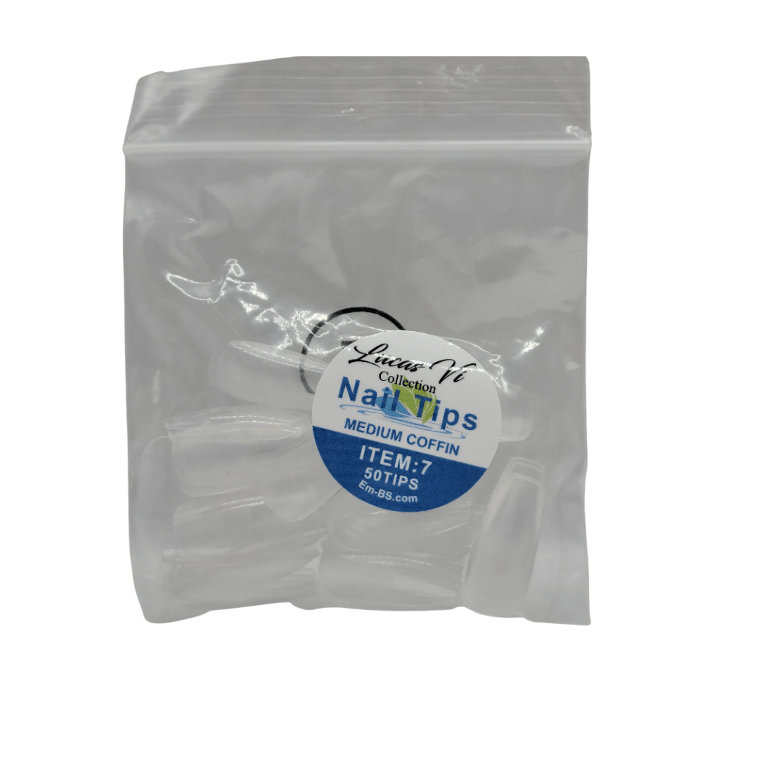 Lucas Vi Soft Gel Extension Clear Tips - Medium Coffin #7