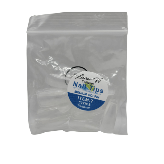 Lucas Vi Soft Gel Extension Clear Tips - Medium Coffin #7