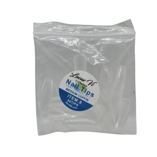 Lucas Vi Soft Gel Extension Clear Tips - Medium Coffin #8