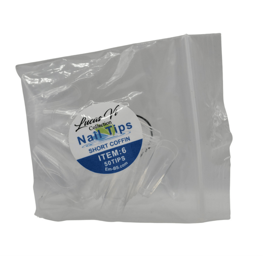 Lucas Vi Soft Gel Extension Clear Tips - Short Coffin #6
