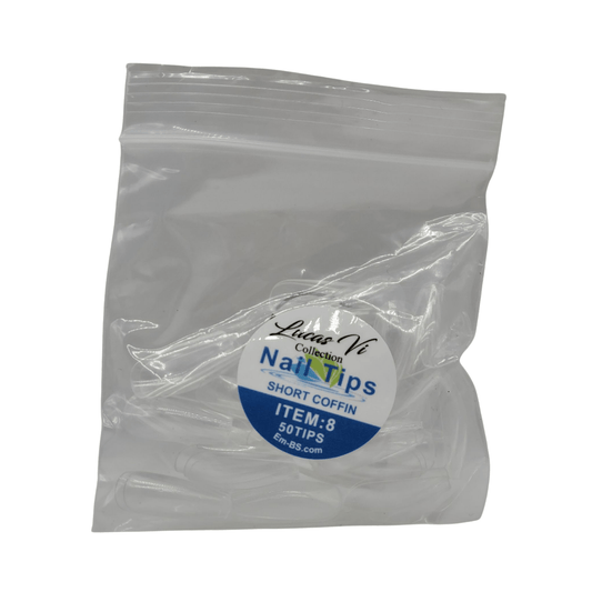 Lucas Vi Soft Gel Extension Clear Tips - Short Coffin #8