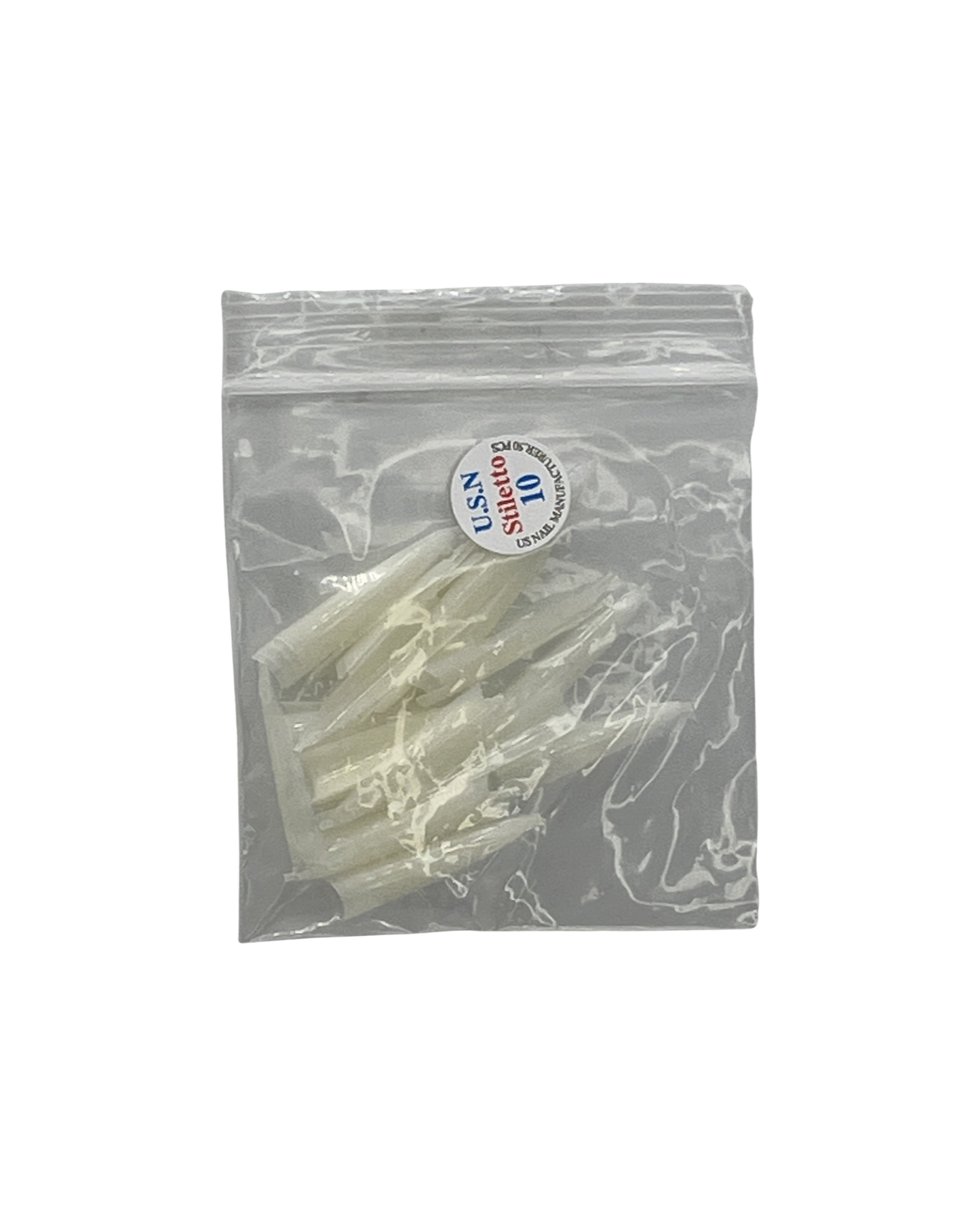 U.S.N Stiletto Natural Nail Tip #10