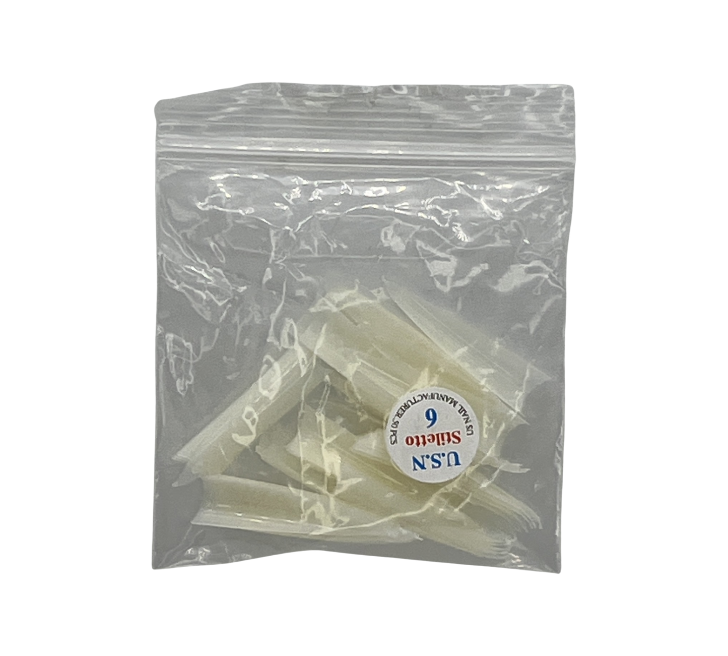 U.S.N Stiletto Natural Nail Tip #6