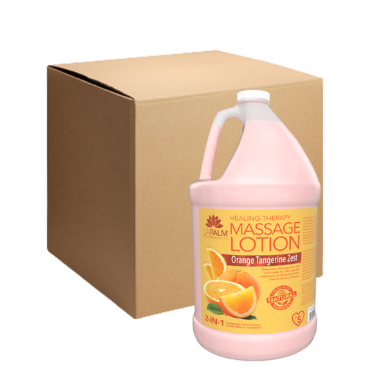 LAPALM Healing Therapy Massage Lotion - Orange Tangerine Zest, CASE of 4 Gal.