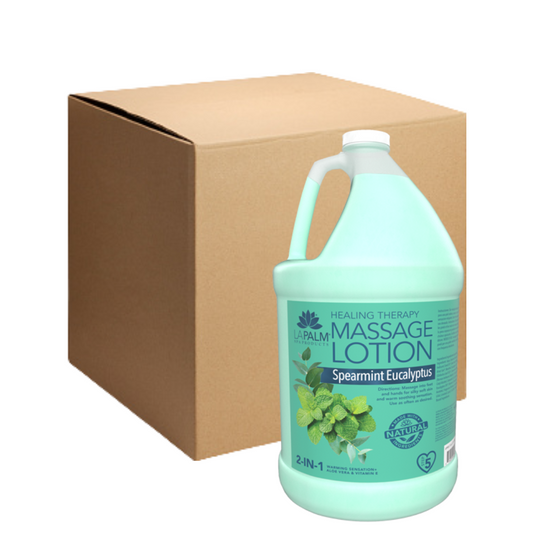 LAPALM Healing Therapy Massage Lotion - Spearmint Eucalyptus, CASE of 4 Gal.
