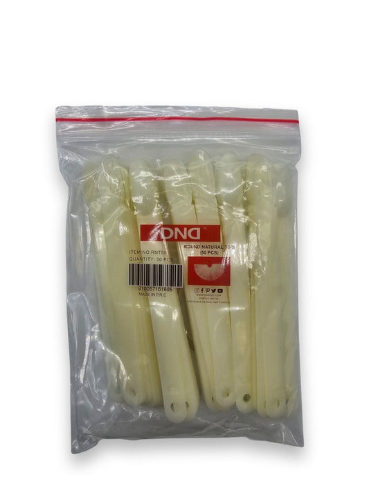 DND - Round NATURAL Tips (50 Piece with O-Ring)