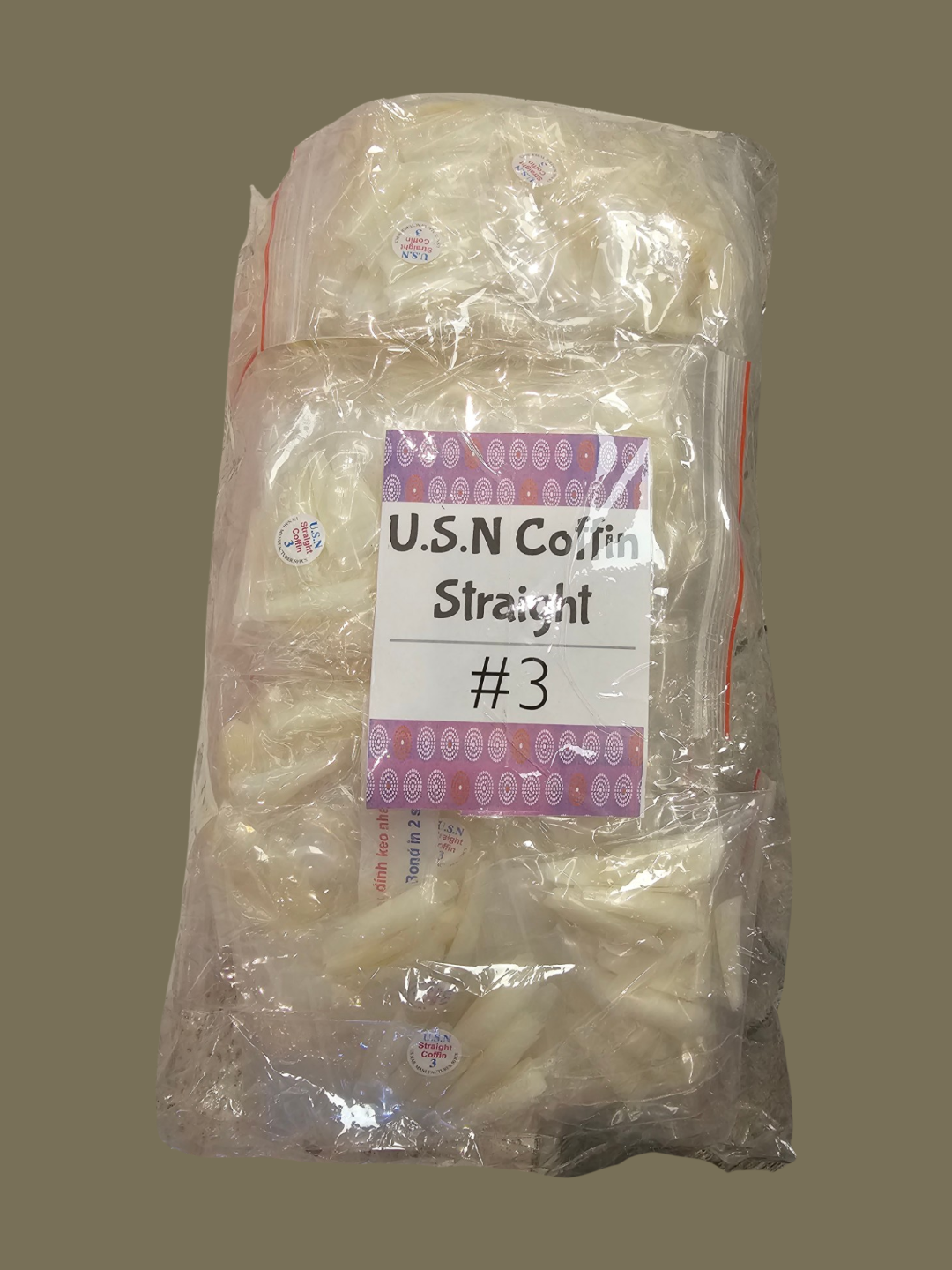 #3 - U.S.N Coffin Straight Nail Tip - BIG BAG 100pcs