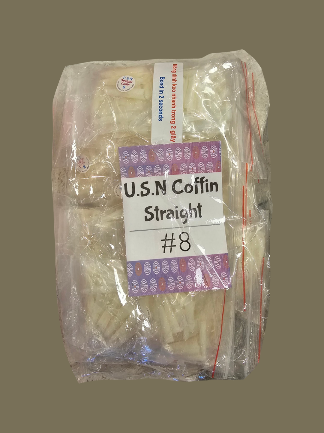 #8 - U.S.N Coffin Straight Nail Tip - BIG BAG 100pcs