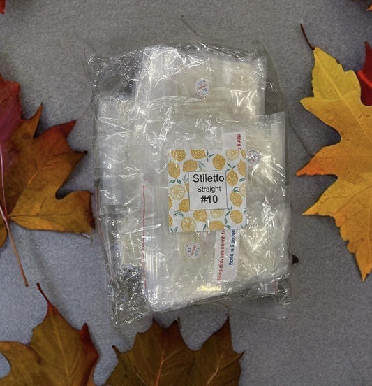 #10 - U.S.N Stiletto Straight Nail Tip - BIG BAG 100pcs