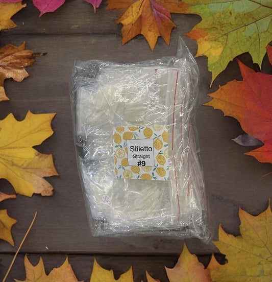 #9 - U.S.N Stiletto Straight Nail Tip - BIG BAG 100pcs