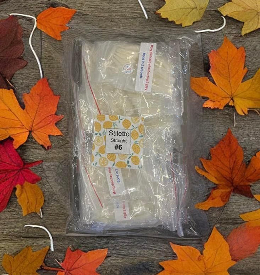 #6 - U.S.N Stiletto Straight Nail Tip - BIG BAG 100pcs